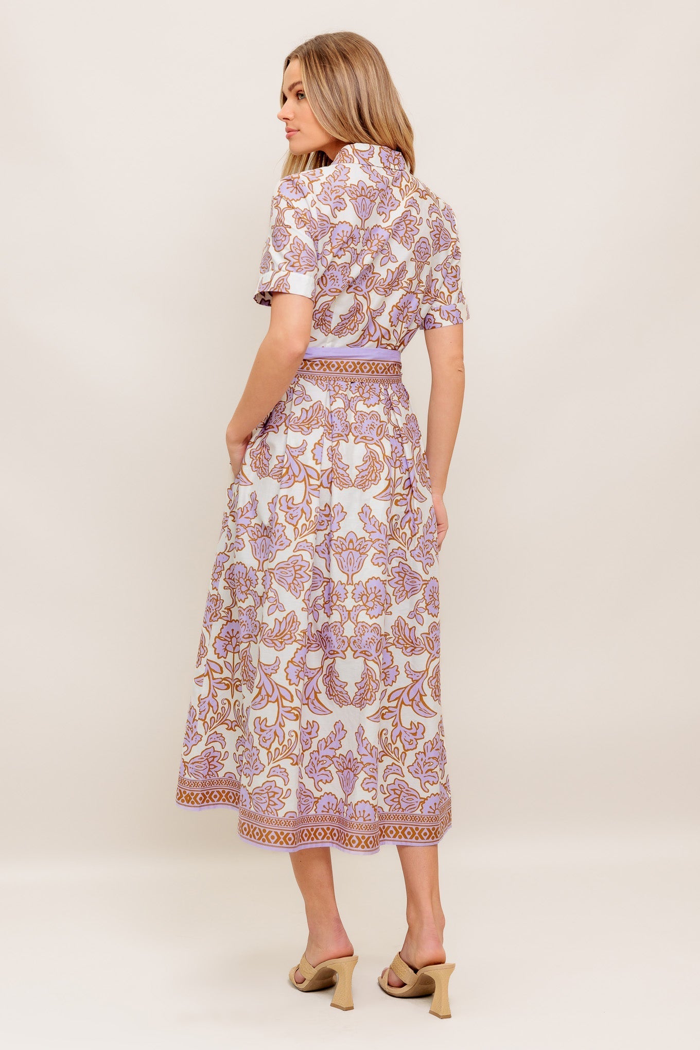 LAVENDER MOSAIC WOVEN MIDI DRESS Flying Tomato
